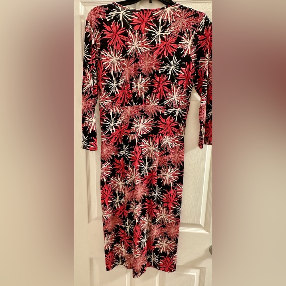 Talbots Fireworks Print Dress - 3/4 Sleeve - Knee Length Size 4